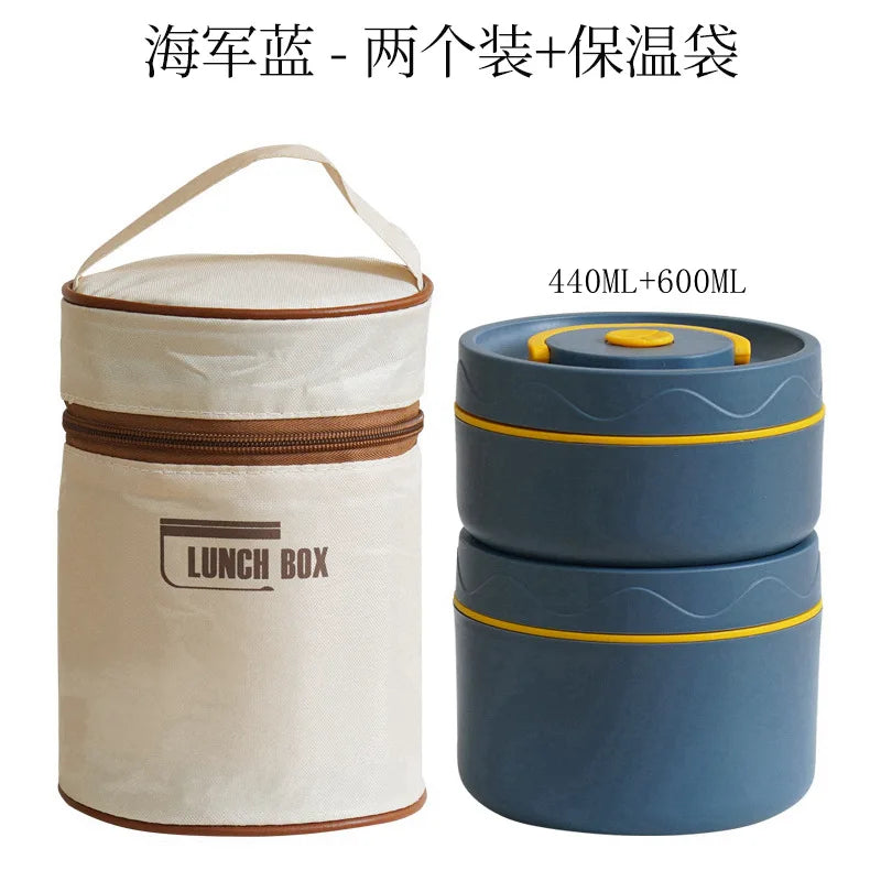 Insulated cooking pot, stackable stainless steel bento box, microwaveable stainless steel container, lunch box