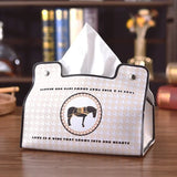 Retro Furniture Tissue Box PU Leather Tissue Case Napkin Holder Storage Container Car DesktopTissue  Storage Box Napkin Holder