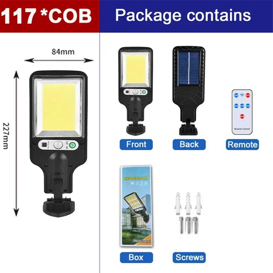 Solar Street Lights Outdoor, Solar Lamp With 3 Light Modes Waterproof Motion Sensor Security Lighting for Garden Patio Path Yard