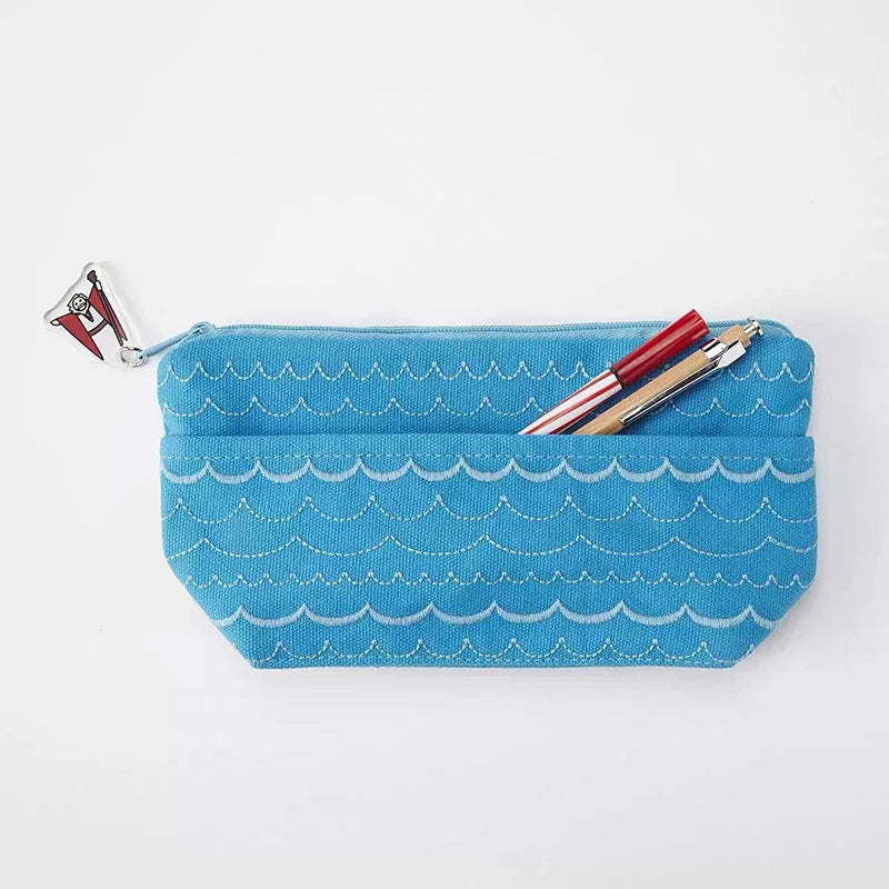School Supplies Storage Bag with Whimsical Aquatic Art; Creative Large Capacity Cartoon Oceanic Cosmetic Pouch