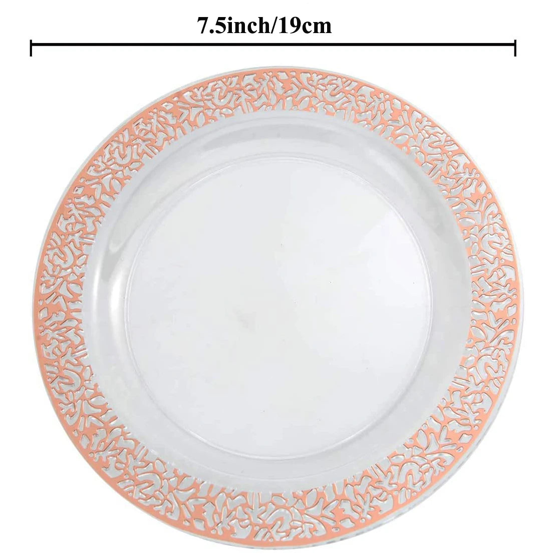 Gold Plastic Plates-Clear Plastic Party Plates, Premium Heavyweight Disposable Wedding Plates Dinner Plates Desser for holidays