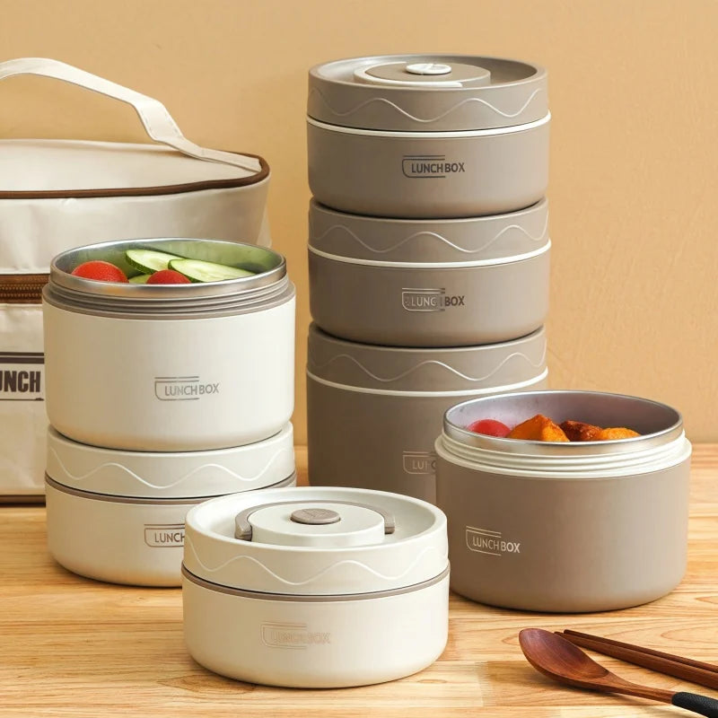Insulated cooking pot, stackable stainless steel bento box, microwaveable stainless steel container, lunch box