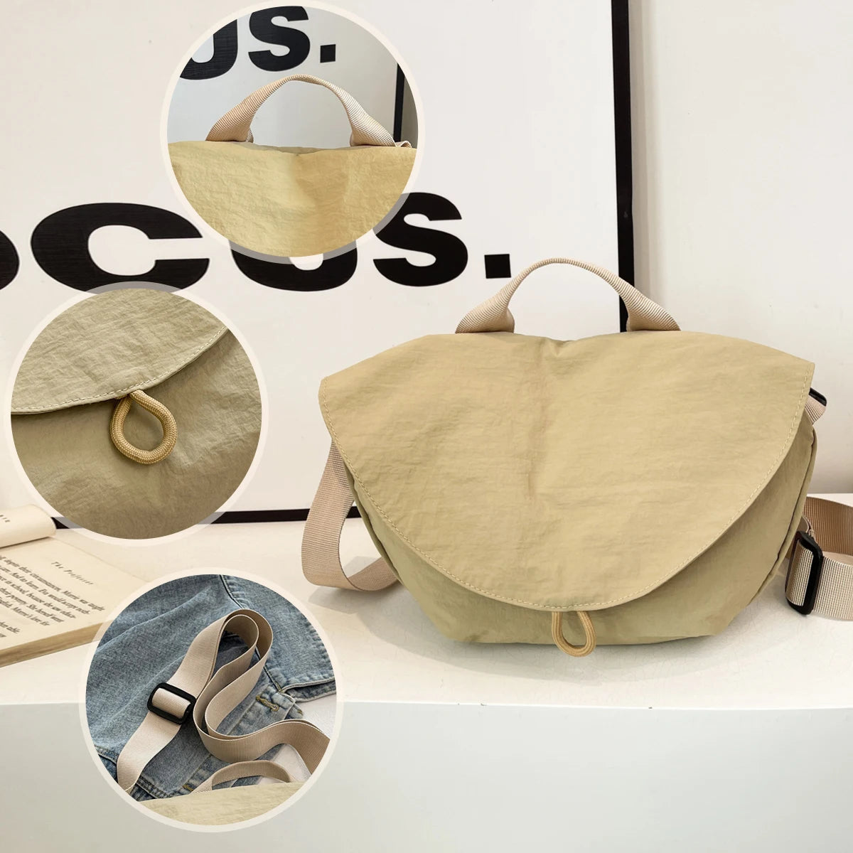 Bags Women's Fashion Dumpling Bags Commuting Crossbody Bags Versatile Canvas Bags Tote Bags Student School Bags Women's Bags Mob