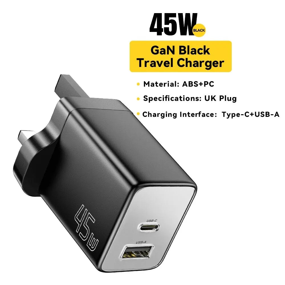 Essager GaN 45W USB Charger Fast Charger PD QC 3.0 USB C Charger Quick Charger For iPhone 14 13 Travel Charger for Samsung S21