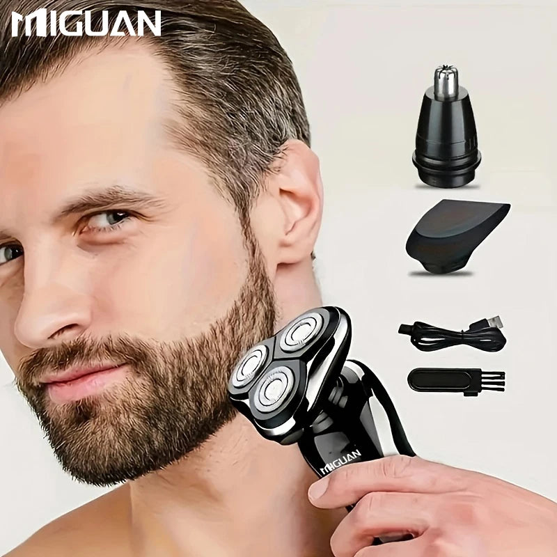 Electric Razor For Men, 3 In 1 Electric Shaver Nose Hair Trimmer USBRechargeable Portable Razor 3D Floating Blade Digital