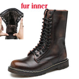 Men's Mid-calf Boots High Tube Work Boots Couples Outdoor Motorcycle Boots Large Size Women's Boots Winter Plush Cotton Boots