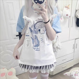 2025 Ropa Mujer Japanese Tshirts for Women Oversized Tops Patchwork Summer Tees Anime Print Casual T Shirt Fashion Y2k T-shirts