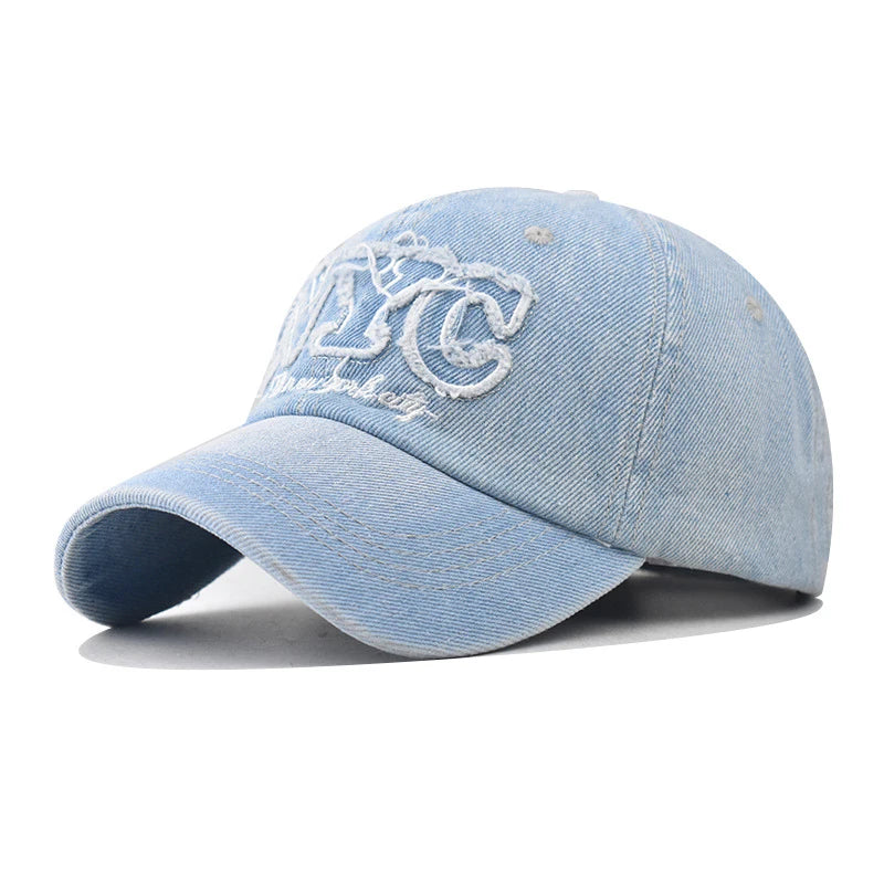denim baseball cap for men women spring summer cap letters embroidery