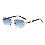 Trendy Rimless Sunglasses for Men Women Fashion Frameless Rectangle Sun Glasses Retro UV400 Shades Summer Traveling Eyewear