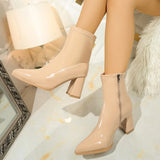 Elegant French Pointed High Heels for Women Autumn Season Hot Sale New Style Lightweight Wear-resistant Thick Heel Short Boots