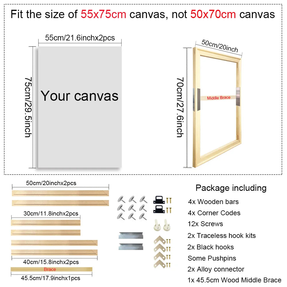 25x35 30x40cm Natural Wooden Picture Frame For Wall Canvas Frame Diamond Painting Frame Picture Poster Wall Frame Home Decor