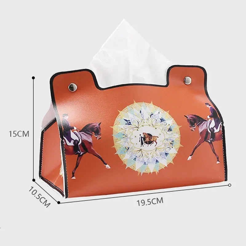 Retro Furniture Tissue Box PU Leather Tissue Case Napkin Holder Storage Container Car DesktopTissue  Storage Box Napkin Holder