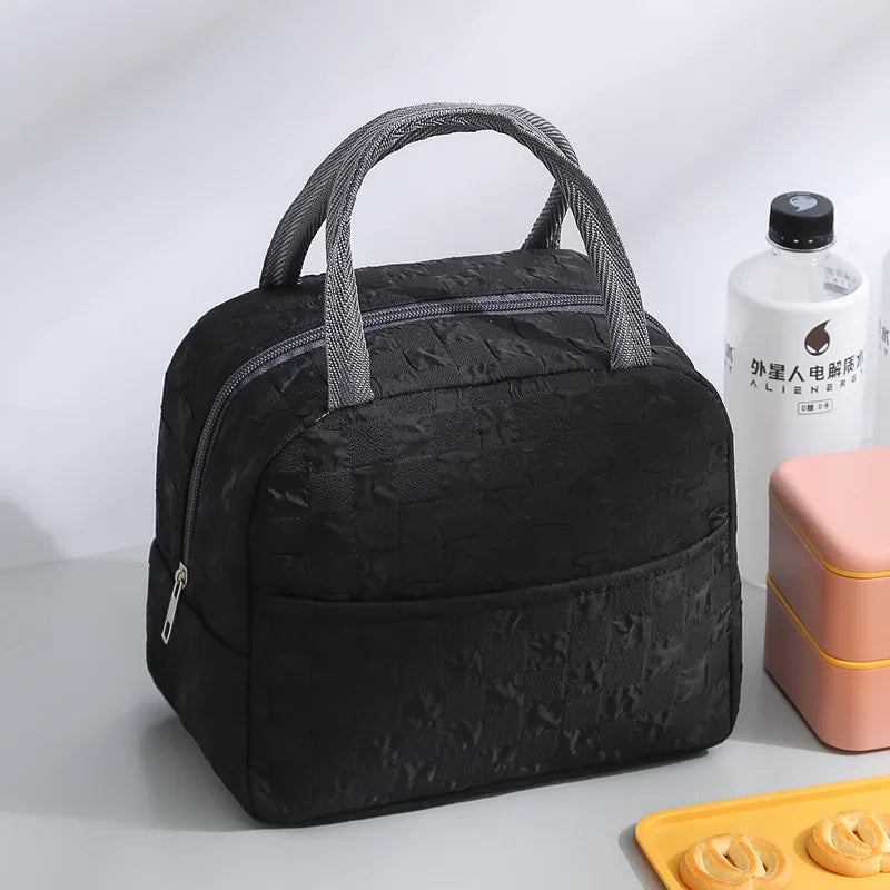 Thermal Lunch Dinner Bag Canvas Handbag Picnic Cooler Bag Travel Breakfast Box for Work Student Convenient Lunch Tote Food Bag