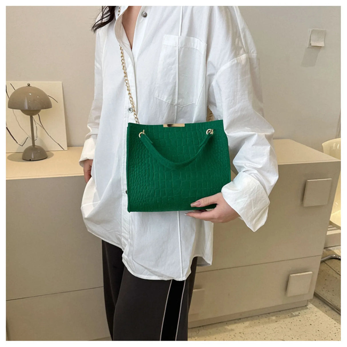 Casual Women Shoulder Bags Felt Clutch Handbags Portable Tote Bags