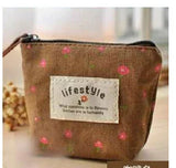 Women Canvas Coin Purse Card Key Mini Purses Pouch Girl Kid Children Cute Small Zipper Coin Purse Card Holder Wallet Storage Bag