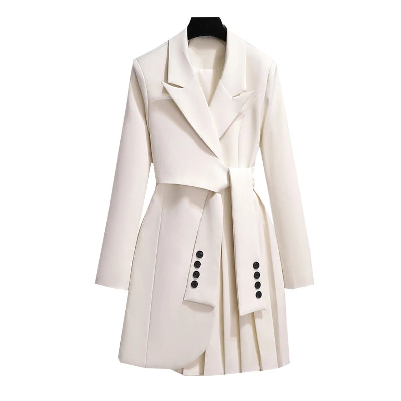 Women's Jacket New in Korean Fashion Long Suit Top Slim Tunic Sashes Blazer Coat Clothes Loose Straight Temperament Slim Blazer