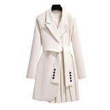 Women's Jacket New in Korean Fashion Long Suit Top Slim Tunic Sashes Blazer Coat Clothes Loose Straight Temperament Slim Blazer