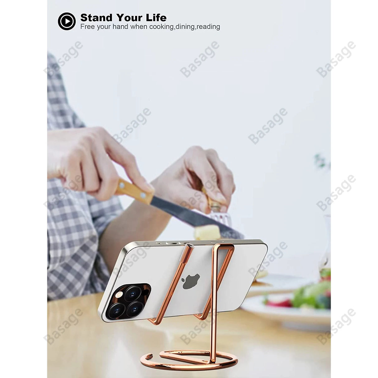 Cell Phone Stand for Desk, Business Card Holder,Cute Metal Cell Phone Stand, Metal Wire Cellphone Cradle Dock for Phone Tablet
