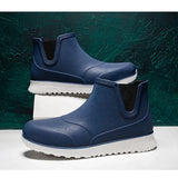 Black Rain Shoes for Men Rubber Shoe Platform Ankle Boots 2025 Autumn Winter Slip on Booties Boots for Men Waterproof Work Botas