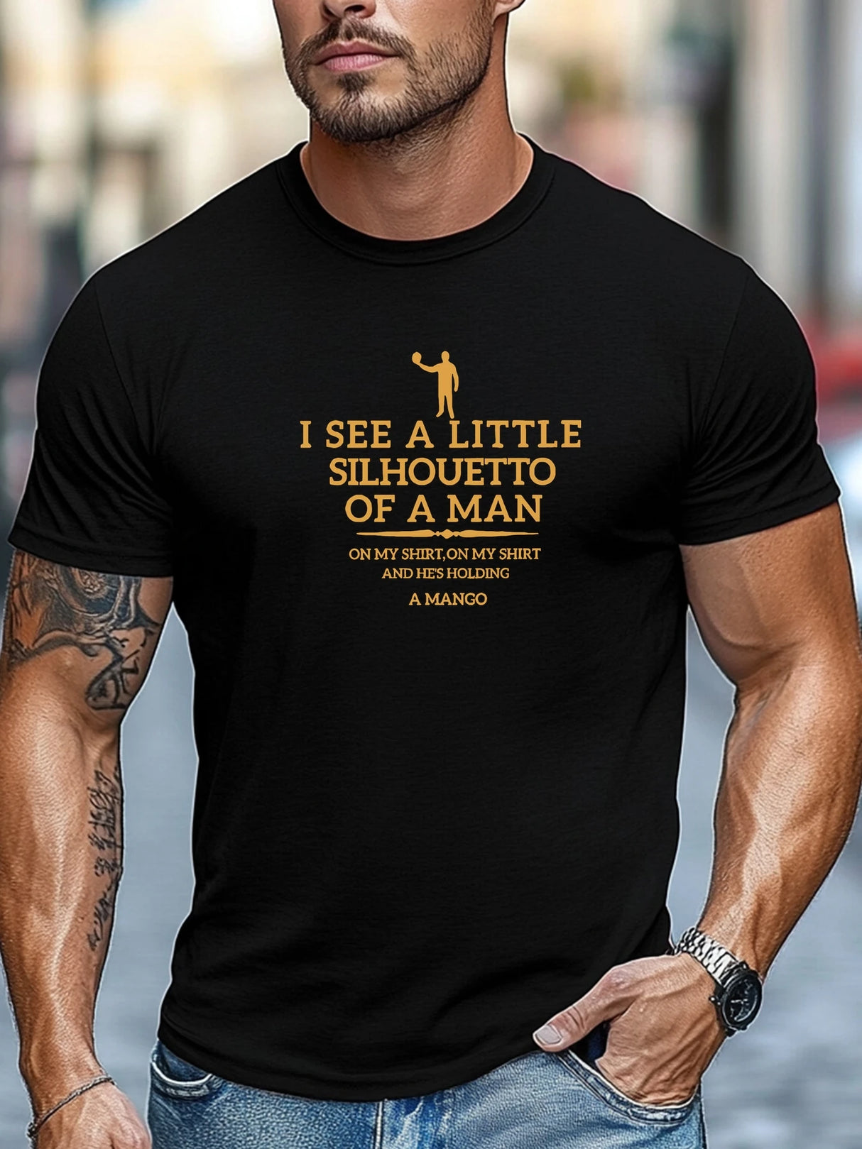 Men's t shirts I SEE A LITTLE SILHOUETTO OF A MAN Graphic Summer Soft Comfort Fit Tee Daily Wear Tops