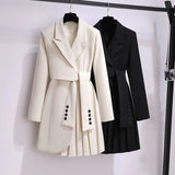 Women's Jacket New in Korean Fashion Long Suit Top Slim Tunic Sashes Blazer Coat Clothes Loose Straight Temperament Slim Blazer