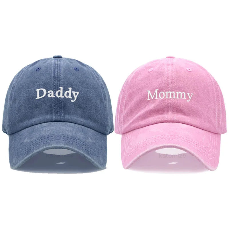 Daddy & Mommy Baseball Cap for Men & Women Unisex Soft Washed Cotton Embroidery Baseball Hats For Father's Mother's Day gifts