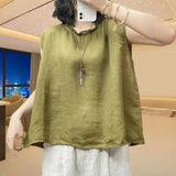 Sleeveless Blouse for Women New Summer Style Round Neck Design Fashionable Loose Thin Top