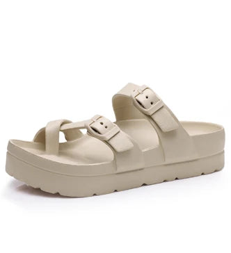 Eyriphy Adjustable Buckle Women Sandals Thick Sole Open Toe House Sandals Pillow Sandals With Arch Support Cozy Casual Sandals