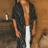Beach Holiday Men's Shawl Coat Men's Summer Mid-length Loose Casual Shawl Hooded Long Cape