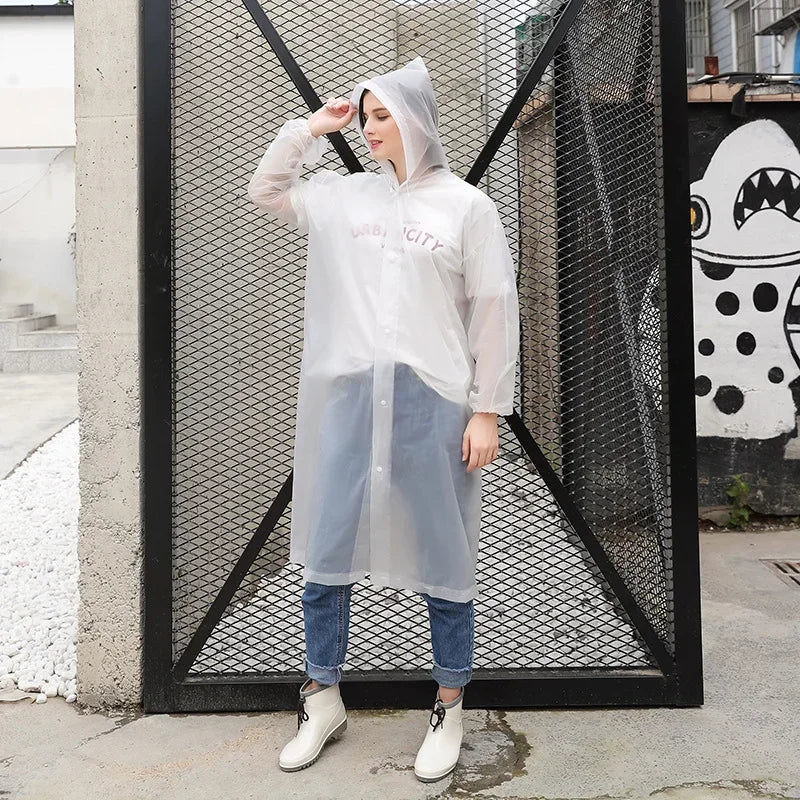 Waterproof Outdoor Rain Gear Unisex Long Transparent Reusable Raincoat Jacket for Men and Women Cycling Hiking
