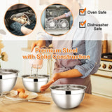 Stainless Steel Mixing Bowls Set, 5 Piece Metal Mixing Bowls with Lids Set for Kitchen, Baking, Prepping, Cooking