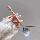 Stainless Steel Spoon Korean Long Handle Tableware Thicken Stirring Ice Spoon Meal Spoon Household Dinner Spoon