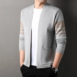 Men's Knitted Cardigan Spring Autumn Loose Casual Versatile Middle-aged Dad Fashion Sweater Simple Coat