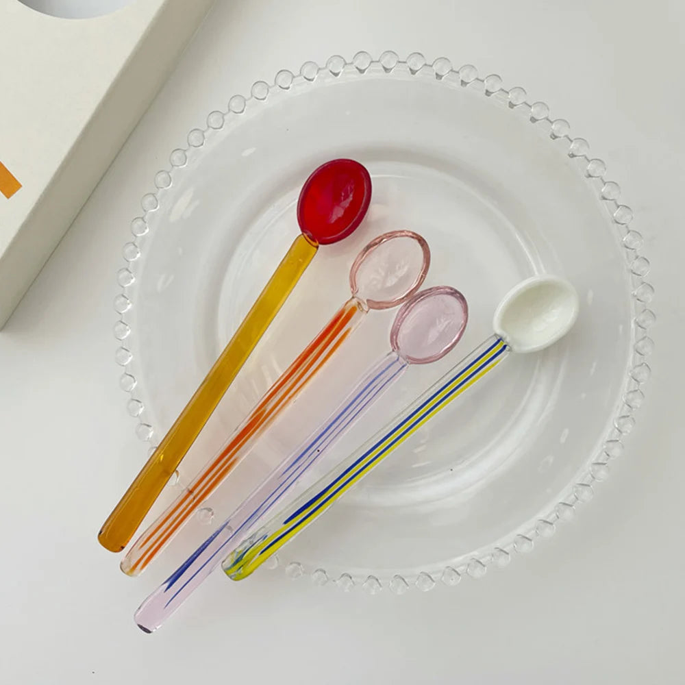 Crystal Spoon Glass Tea Spoon Creative Coffee Spoon Dessert Cake Spoon Tableware Milk Coffee Stirring Spoon Kitchen Dinnerware