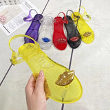 New Sandals Sexy Lips Fruit Sandals Women's Anti slip PVC Jelly Flat Sandals Outer