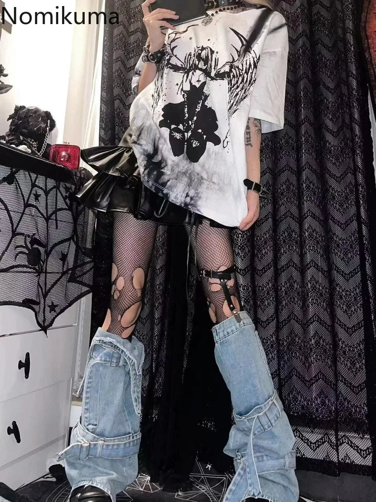 Harajuku Y2k Tops Japanese Tshirts for Women Summer Tees Streetwear Anime Print Camisetas Casual Fashion T Shirt 2025 Ropa Mujer