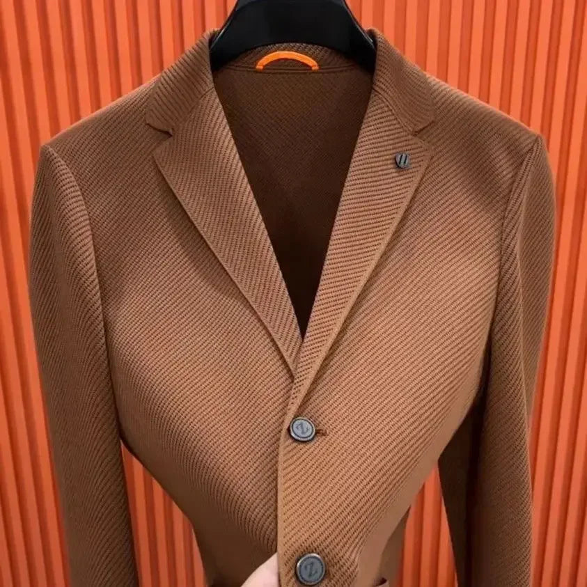 Jacket for Men Long Coats Single Breasted Striped Man Suits and Blazers Simple Original Classic Menswear Fashion 2024 Casual
