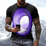 Fashion Hot T-Shirts for Men Sales Personality Fun Sky Graphic New Casual Three-Dimensional Vortex Printed Oversized O-Neck Tees
