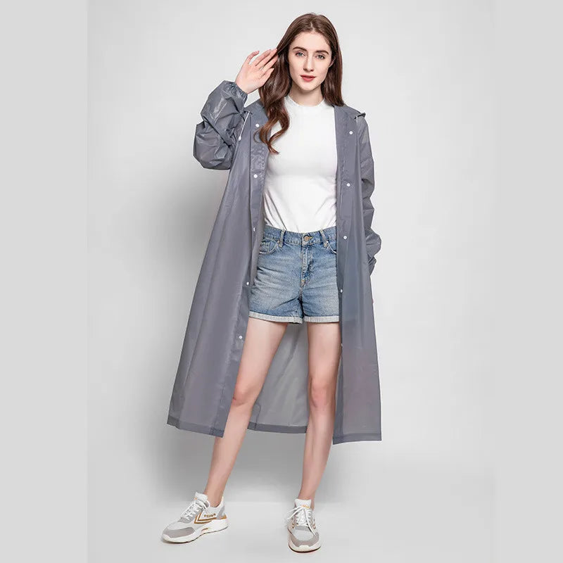 3 in 1 Waterproof Adult Long Raincoat Women Men Rain Coat Jacket Hooded Poncho for Outdoor Hiking Travel Fishing Rainwear Suit