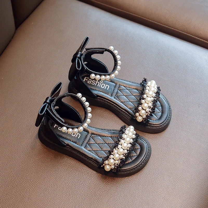 Girls' Beach Sandals: Adorable Princess Design, Black or White, Cool & Comfy