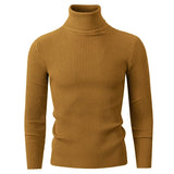 New Men's Turtleneck Pullover Sweater Autumn Long Sleeve Casual Fashion Stripe Knitted Sweater for Men Winter Warm Streetwear