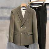 Double Breasted Man Suits And Blazers Oversize Coats Jacket For Men Plus Big Size Brown Premium Simple Classic New In 2024