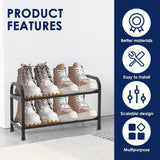 2/3 Tier Shoe Racks Stackable Expandable Shoe Rack Adjustable Metal Shoe Organizer  for Entryway Hallway Front Door Entrance