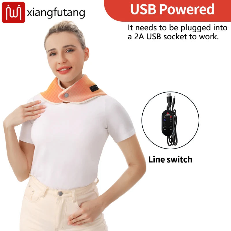 Heated Neck Shawl Fits Shoulders Neck Relieves Cervical Discomfort Back Soreness Soft Plush Fabric Warmth Cold Resistance
