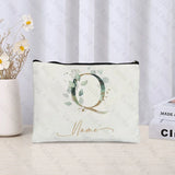 26 letters Flowers Custom Name Printed Makeup Bag Bridesmaid Wedding Makeup Box Gift Organizer Travel perfume Toilet Side Bag
