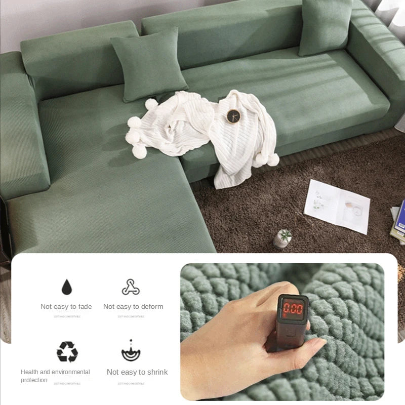 Sofa Cover for Living Room Thick Elastic Polar Fleece 1/2/3/4 Seater L-shaped Corner Sofa Cover for Sofa Chaise Longue