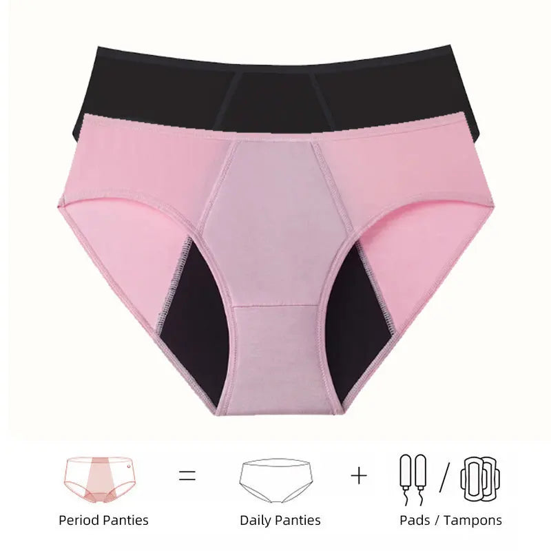 Women's Menstrual Panties Pink Girls' Physiological Hygiene Underwear 4 Layers Heavy Duty Absorbent Leak Proof Underwear