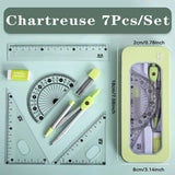 7-piece Set of Ruler, Triangle Ruler, Protractor, Compass, Student Stationery, Back To School Math Supplies