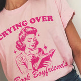 Women Retro Funny Fantasy Romance Reader T-Shirts Cute Novel Bookish T Shirt Vintage Book Lover Graphic Tees Literature Top Gift