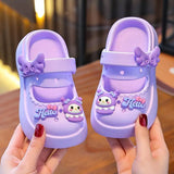 Cute Cartoon Kawaii Sanrioed Kuromi Hellokitty Girls' Sandals Summer New Princess Shoes Indoor Bathroom Slippers